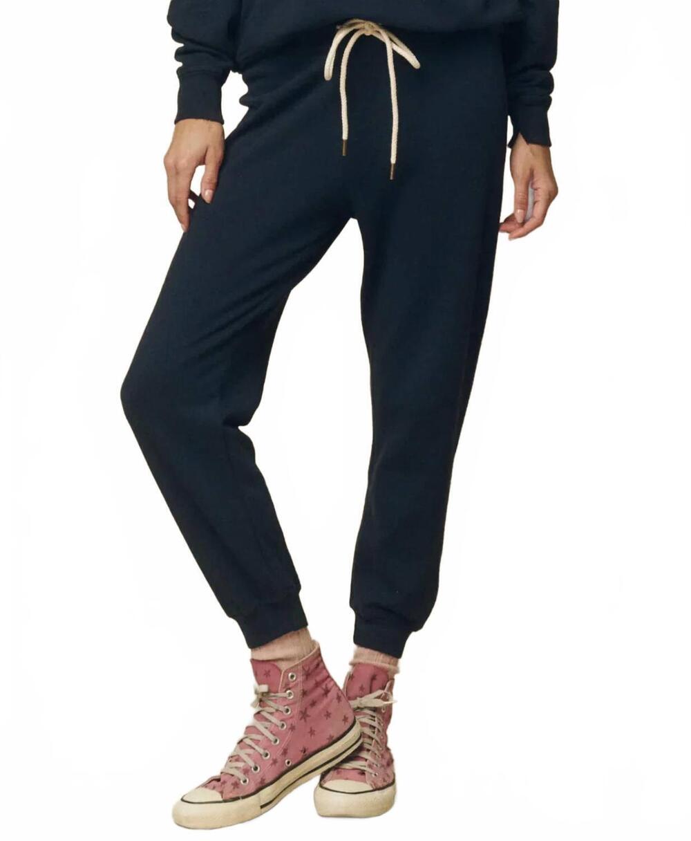 NEW THE GREAT. cropped pull-on sweatpants in true navy